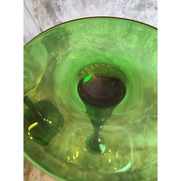 Vintage French Crystal Wine Glasses With Green Stems - Set Of 2 - Picture 3 of 3